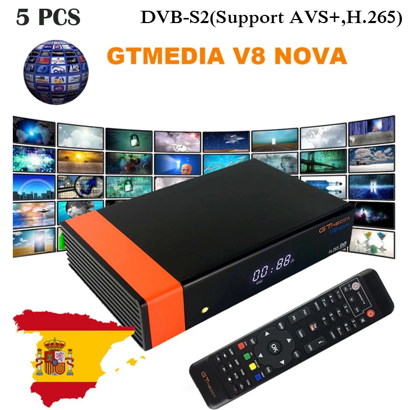 

5Pcs/lot GtMedia V8 NOVA DVB S2 Full HD 1080p Satellite Receiver Built-in Wifi Support H.265 TV decoder Box GTMedia V9 Super