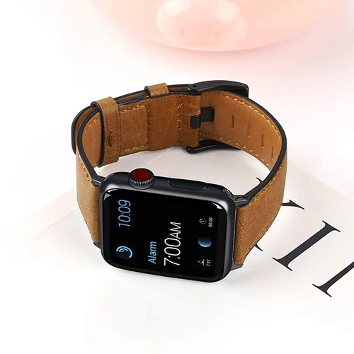 Ретро-стиле, из натуральной кожи, ремешок для наручных часов Apple Watch 4 5 44 мм 40 мм, 42 мм, 38 мм, версия наручных часов iwatch, ремешок Watch series 5/4/3/2/1 браслет аксессуары - Цвет ремешка: Yellow brown