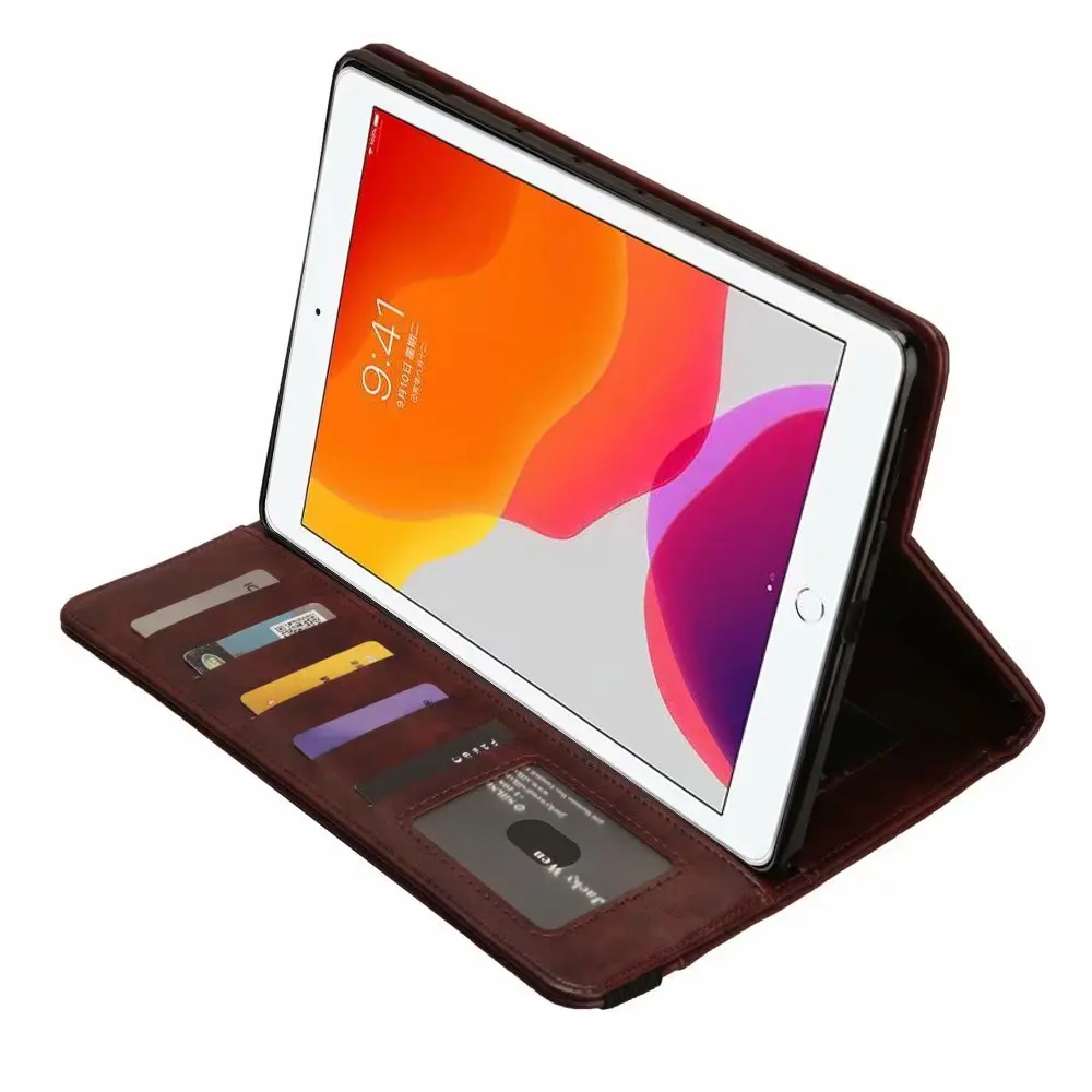 Роскошный кожаный чехол для планшета для нового iPad 7-го поколения, Ретро Флип-держатель для карт, кошелек, чехол для iPad 10,2 чехол