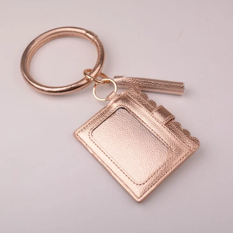 rose gold Новинка, Леопардовый Змеиный кошелек, кошелек из искусственной кожи с кисточкой, сумка для ключей, сумка для ключей для женщин и мужчин, браслет дружбы, брелок, ювелирные изделия - Цвет: rose gold
