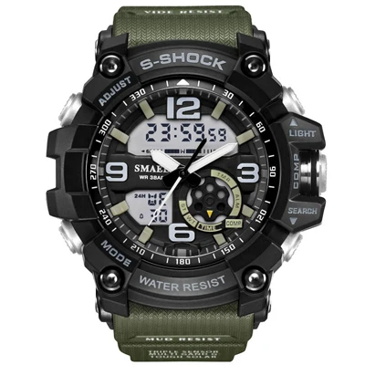Мужские армейские часы 50 м водонепроницаемые наручные часы светодиодный кварцевые спортивные часы мужские relogios masculino Sport G S Shock часы мужские - Цвет: army green
