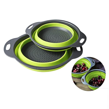 

Practical 2 x Collapsible Colanders (Strainers) Set kitchen Strainer Space-Saver Folding Strainer Colander