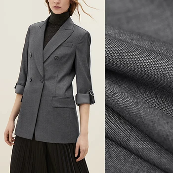 

154CM Wide 340G/M Weight Gray Wool Spandex Autumn and Spring Jacket Outwear Jacket Dress Fabric DE1201