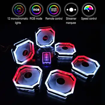 

1/2/3/4/5/6pcs Adjustable LED Lights 120mm Cooler Fan Remote Controller Heatsink Computer Case PC Cooling Fan 12V 6pin Light RGB
