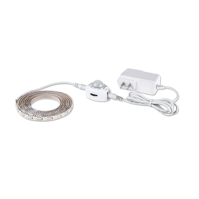 DC12V 3528SMD светодиодный светильник с датчиком движения, Автоматическое включение/выключение, гибкий светодиодный светильник, 0,5 м, 1 м, 2 м, 3 м, 4 м, 5 м, светильник для кровати с питанием - Испускаемый цвет: Холодный белый