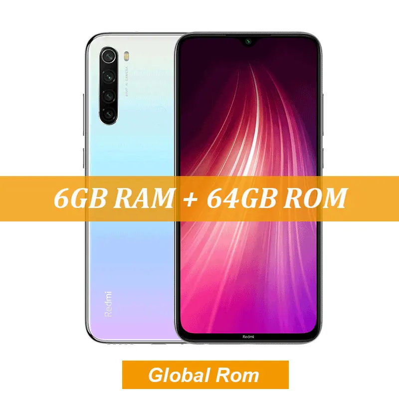 6GB White New Global ROM Xiaomi Redmi Note 8 4GB 64GB 48MP Quad Camera Smartphone Snapdragon 665 Octa Core 6.3" FHD Screen 4000mAh - Цвет: 6GB White