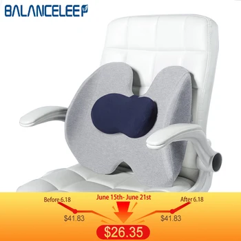 

BALANCELEEP Back Cushion Memory Foam Slow Rebound Release Pressure Protect Spine Pad Waist Cushion for Back Orthopedic Cushion