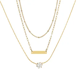 2022 New Fashion Women Multilayer Diamond Pendant Beads Chain Necklace Women Sexy Party Multilayer Collarbone Chain Necklace