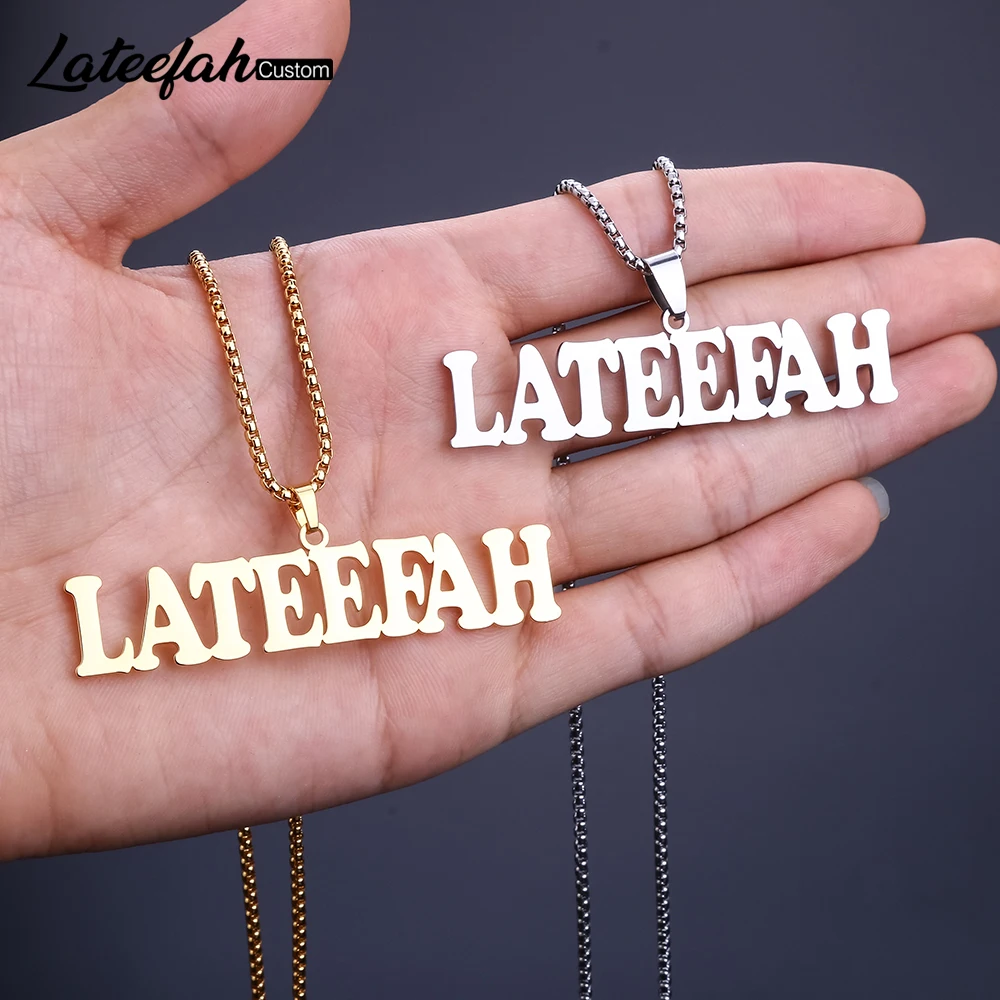 Lateefah, новинка, хип-хоп, заказное имя, ожерелье, курсивные начальные буквы, Кулон, Ожерелье для мужчин и женщин, слова, ювелирное изделие, цепочка, ювелирное изделие ETSY