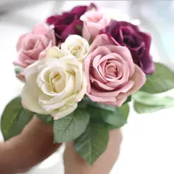 9 шт./Шелковый букет Роза искусственный цветок для свадьбы дома DIY стойка принятия заказов в ресторане украшения ремесла Моделирование