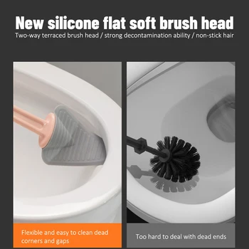 

Toilet Brush Deep Cleaner Silicone Toilet Brush with No-Slip Long Plastic Handle and Flexible Bristle Silicone Toilet WX