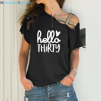 

Irregular Bandage New Hello Thirty Shirt 30th Birthday T Shirts 30 Years Old Birthday Gift for Her Unisex Graphic Tee Drop Shi