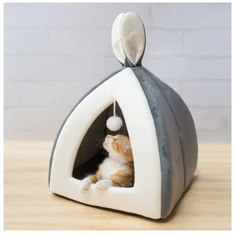 grey Кошачий наполнитель, четыре сезона, Универсальный Зимний теплый домик для кошек, домик для кошек, закрытая вилла, зимняя маленькая собачья Конура, товары для кошек - Цвет: grey