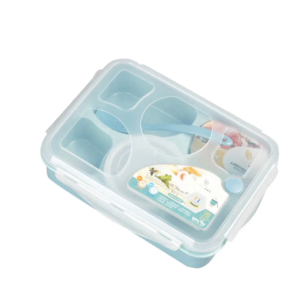 Plastic Five-In-One Insulated Lunch Box Picnic With Spoon Heat-Resistant Lunch Box Fruit Storage Box Tableware Supplies#YL10