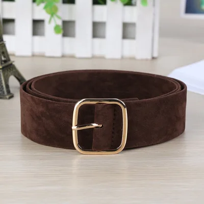 Кофе Colle Модный женский черный ремень женский pu кожаный замшевый ремень с металлической пряжкой платье свитер с ремешками - Цвет: Кофе