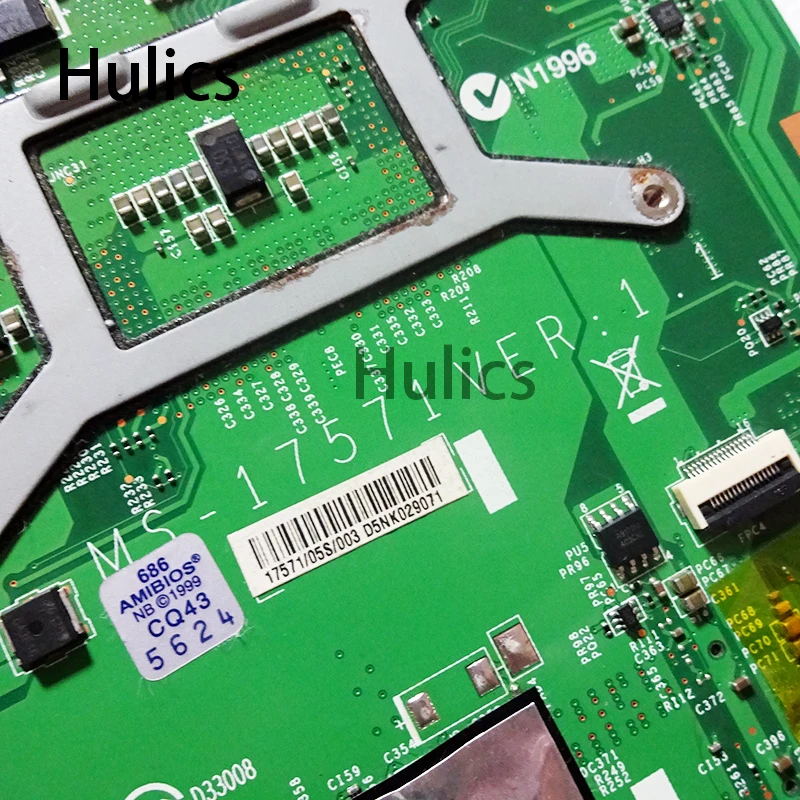Hulics Original Laptop motherboard For MSI GE70 Mainboard MS-17571 MS-1757 SR13H N14E-GL-A1
