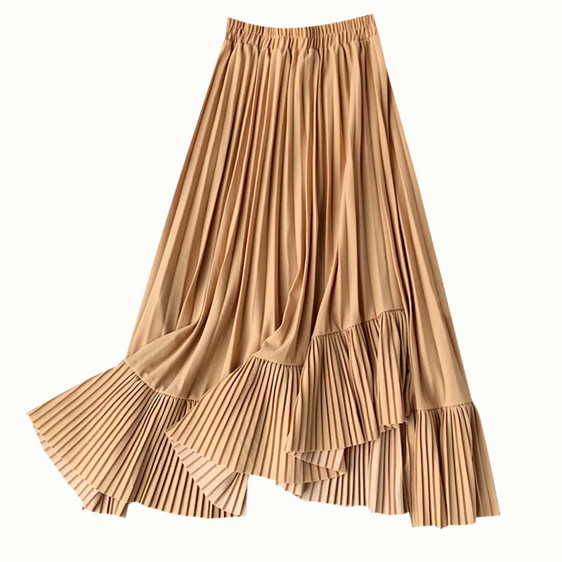 Женская плиссированная юбка осень весна сшивание Европа высокая талия юбки в стиле пэтчворк женские Faldas женская одежда LS197