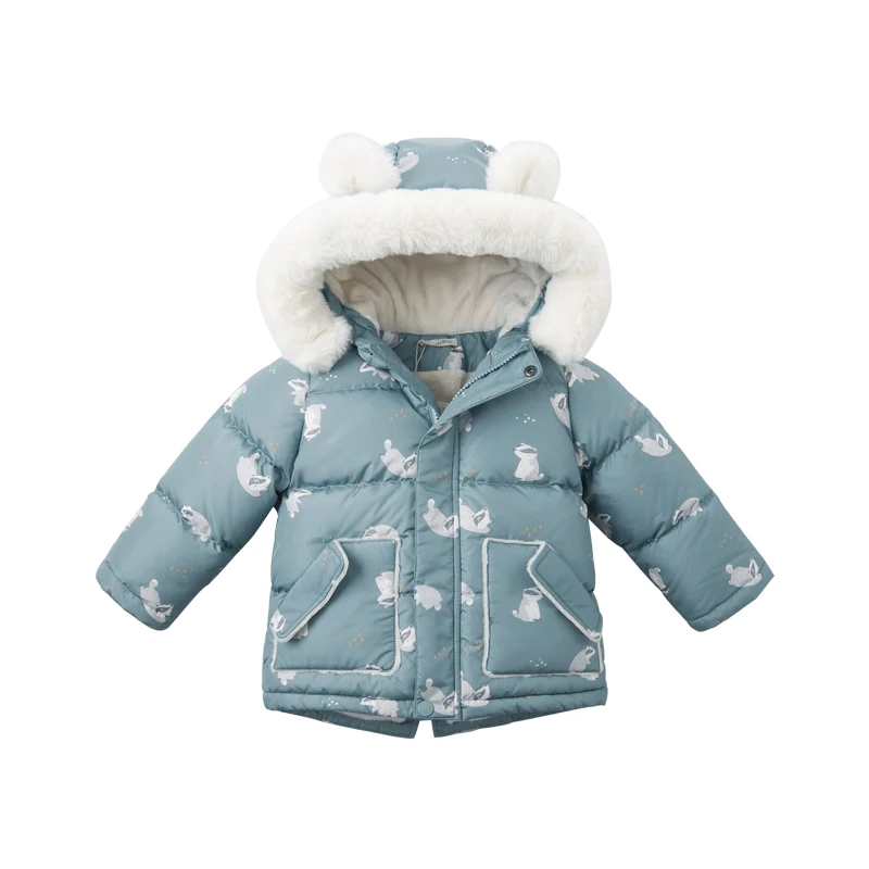 DBM11985 dave bella baby boys winter down jacket children 90% white duck down outerwear fashion print hooded zipper coat - Цвет: raccoon print