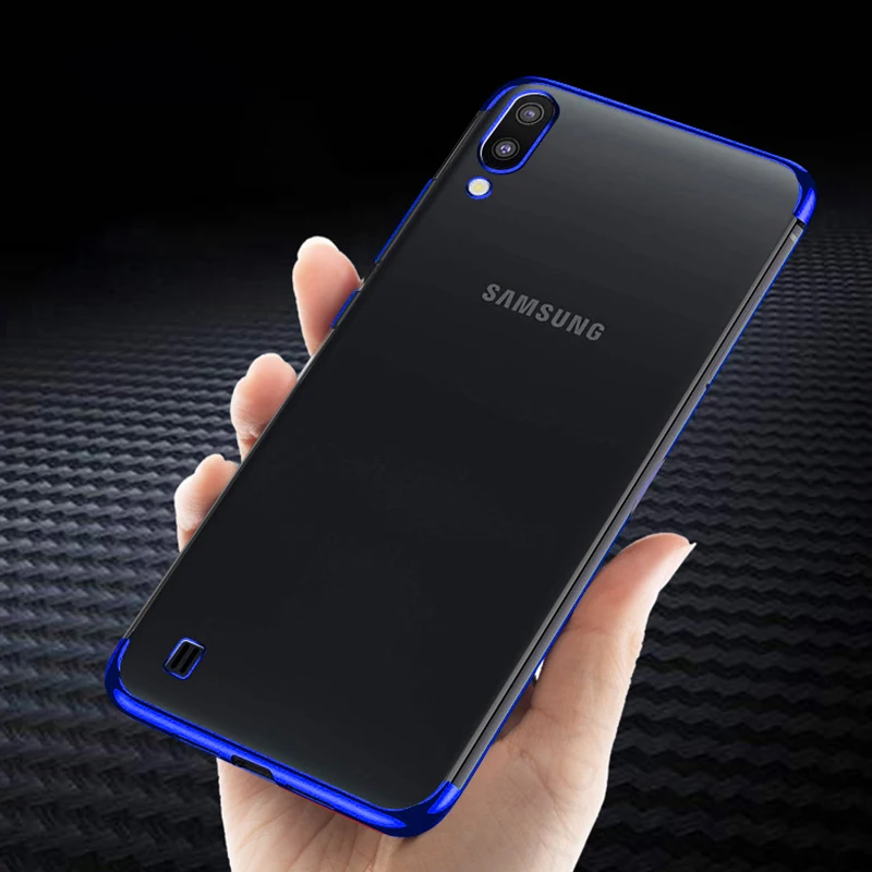 Синий Роскошный защитный чехол для телефона, чехол с покрытием для samsung A50 A20 A10 A30 A40 M10 M20 A20e A70, мягкий силиконовый прозрачный чехол - Цвет: Синий