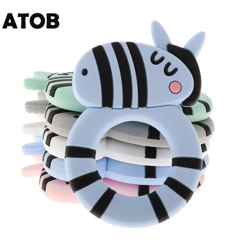 ATOB1PZ силиконовый детский Прорезыватель для зубов, погремушка, игрушка для ребенка, соска для кормления, силиконовый Сак, прорезыватель, Зебра, Пинто, Прорезыватель для зубов, кольцо, BPA Free