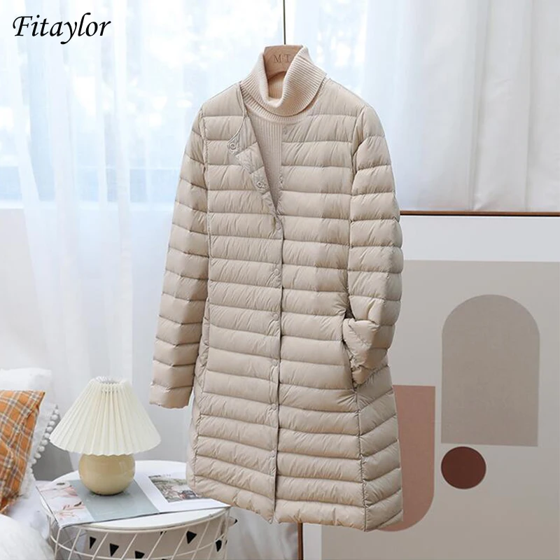 Fitaylor зимний ультра-светильник белый пуховик на утином пуху размера плюс 3XL