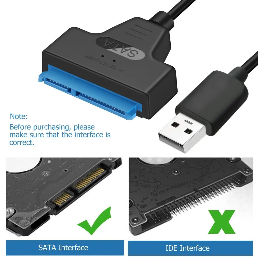 USB to SATA 22pin Cable Adapter for 2.5in HDD SSD - Converter Line for Hard Disk Drives and Solid State Drives Description Image.This Product Can Be Found With The Tag Names Computer Cables Connecting, Computer Peripherals, Cord wire, PC Hardware Cables Adapters