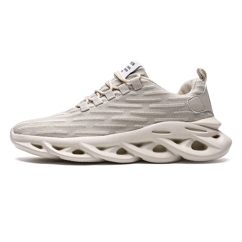 815 Beige Мужские кроссовки для бега, дышащие легкие спортивные кроссовки, трендовая белая мужская обувь, высококачественные кроссовки, zapatillas hombre - Цвет: 815 Beige