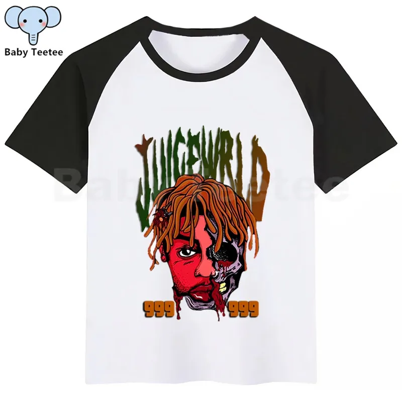 Детская футболка с принтом Juice Wrld забавная мультипликационная кавай-девочка, Топ Harajuku, белая футболка с круглым вырезом и короткими рукавами для мальчиков Новое поступление
