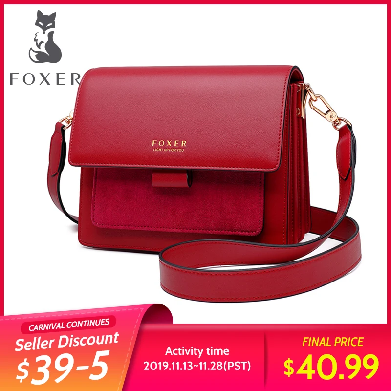 Price FOXER Women Crossbody Bag Shoulder Bags Shoulder Bag Purse Lady Flap Female Messenger Bag Valentine s Day Present Gift