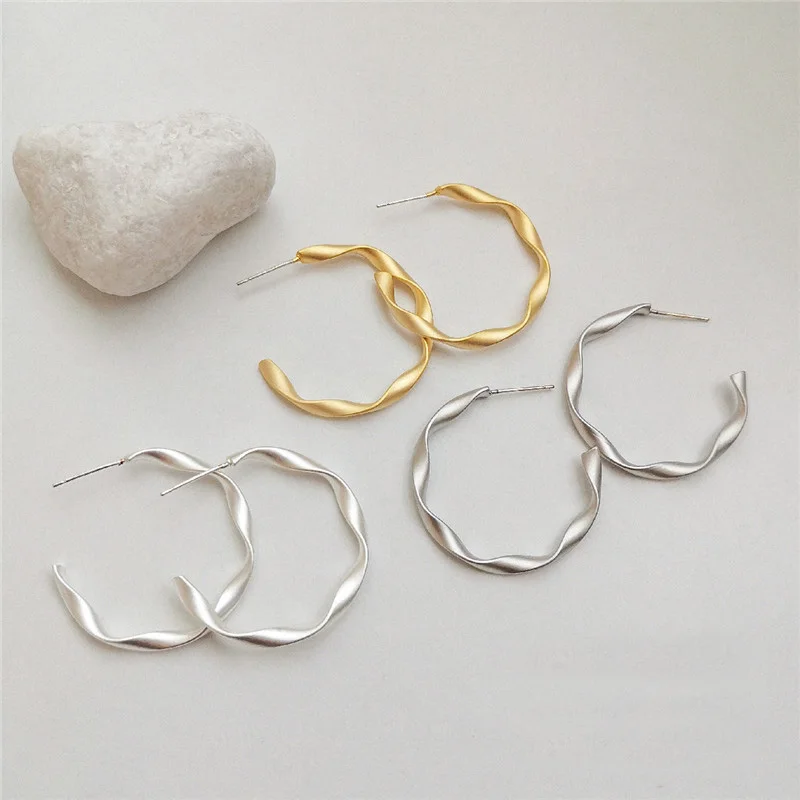 

Twisted Hoop Earrings For Women 2020 Chic kolczyki Punk Earring Copper S925 Needle Hypoallergenic Baroque Dainty Mujer Jewelry