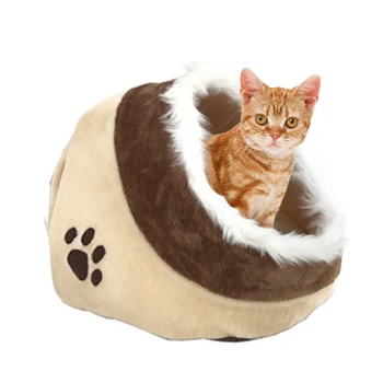 

Pet Cat Small Pet Cotton Sleep Cave Beige Pet Cat Bed House Winter Dog Cat House Mat Cat Pet Sleeping Nest For Small Puppy Cat