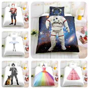 

2pcs/set Printed 3D Astronaut Character Model Home Kid Bedding Set Pillowcase Duvet Cover Sets Cartoon Bedding Decoration