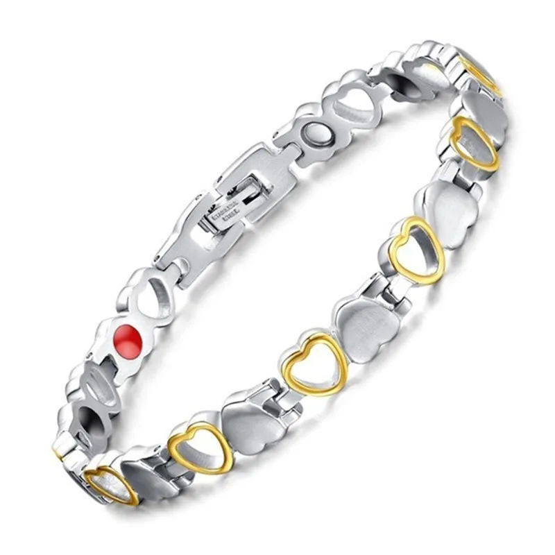Magnetic Bracelets For Women Men Heart Shaped Hollow Stainless Steel Bracelet Fashion Health Care Jewelry Gift | Украшения и
