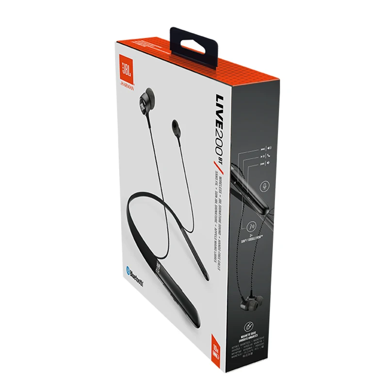 JBL Live 200BT Wireless Bluetooth Earphone Neckband Magnetic Headphones Sports Bass Earbuds Handsfree Calls with Microphone