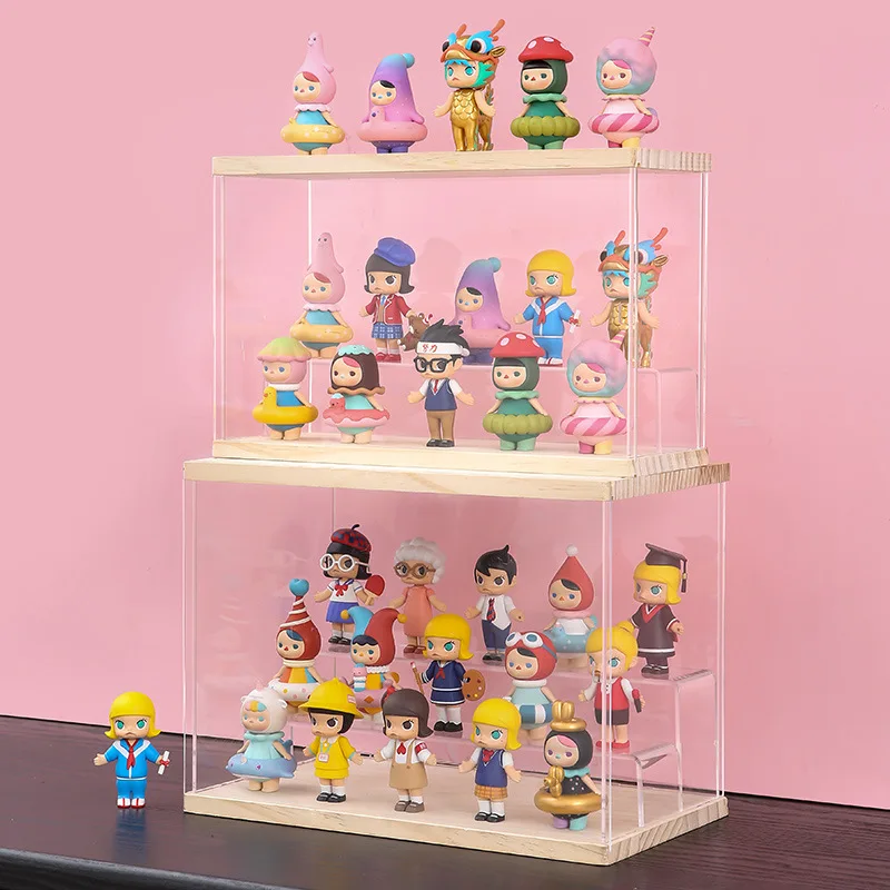 

2021 Transparent Acrylic Blind Box Storage Box Jasmine Bubble Hand-made Matt Display Stand Desktop Dustproof Doll Storage Box