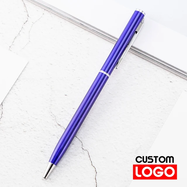 New Metal Ballpoint Pen Rose Gold Pen Custom Logo Advertising Ballpoint Pen  Lettering Engraved Name School&office Supplies blue