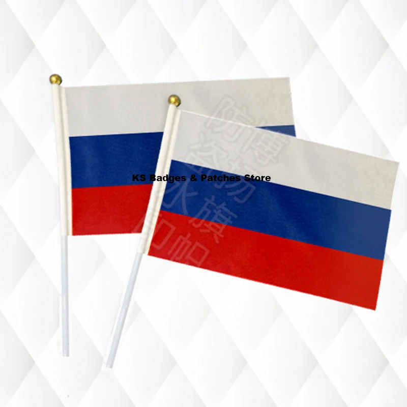 Российские тканевые флаги 14*21 см с пластиковым ручным KS-0054