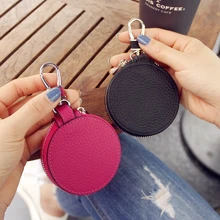 Южнокорейский женский кожаный Автомобильный ключ в Баотоу; подклад личи ЗЕРНО воловьей кожи круг ключ пакет мини-брелок на цепочке