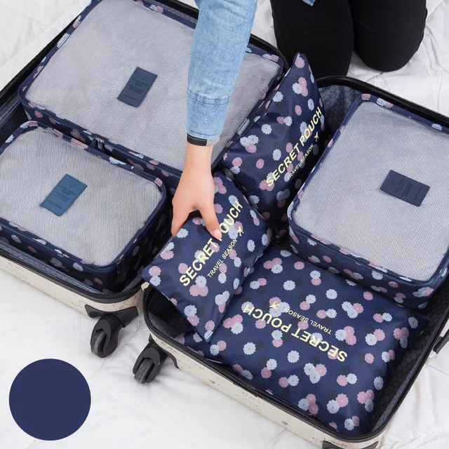 BigSize Flower 2 Для женщин Для мужчин 6 шт./компл. путешествия BagTravel сетки в мешке Чемодан Органайзер косметическая упаковка сумка куб Организатор для Костюмы - Цвет: BigSize Flower 2