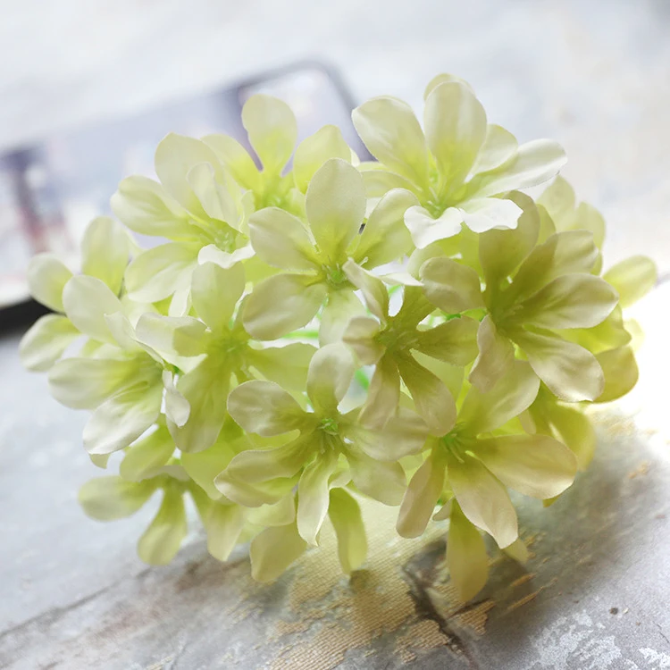 light green 10 шт./лот, красочные декоративные шелковые цветы, свадебные вечерние Роскошные Искусственные гортензии, сделай сам, настенные цветы для украшения дома - Цвет: light green