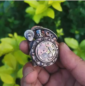 

Original handmade lighter Steampunk brass kerosene lighter mechanical watch core skull Mini gift
