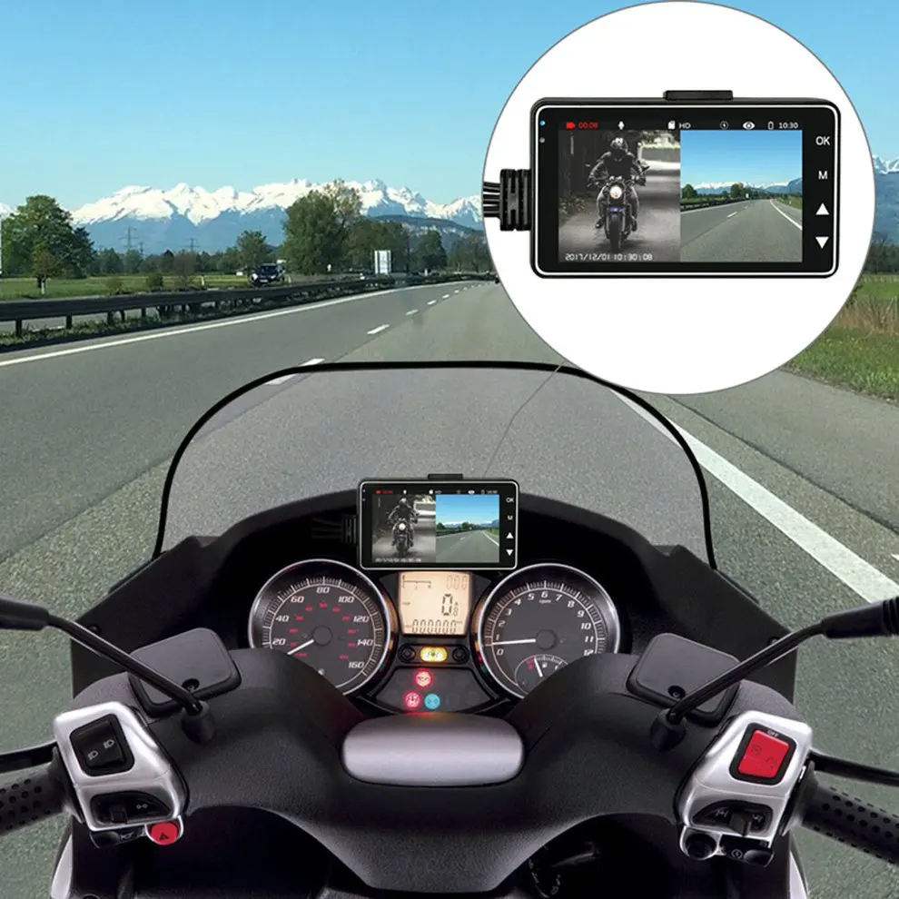  HD Waterproof Motorcycle Dual Camera DVR Motor Dash Cam with Special Dual-track Front Rear Moto Dri