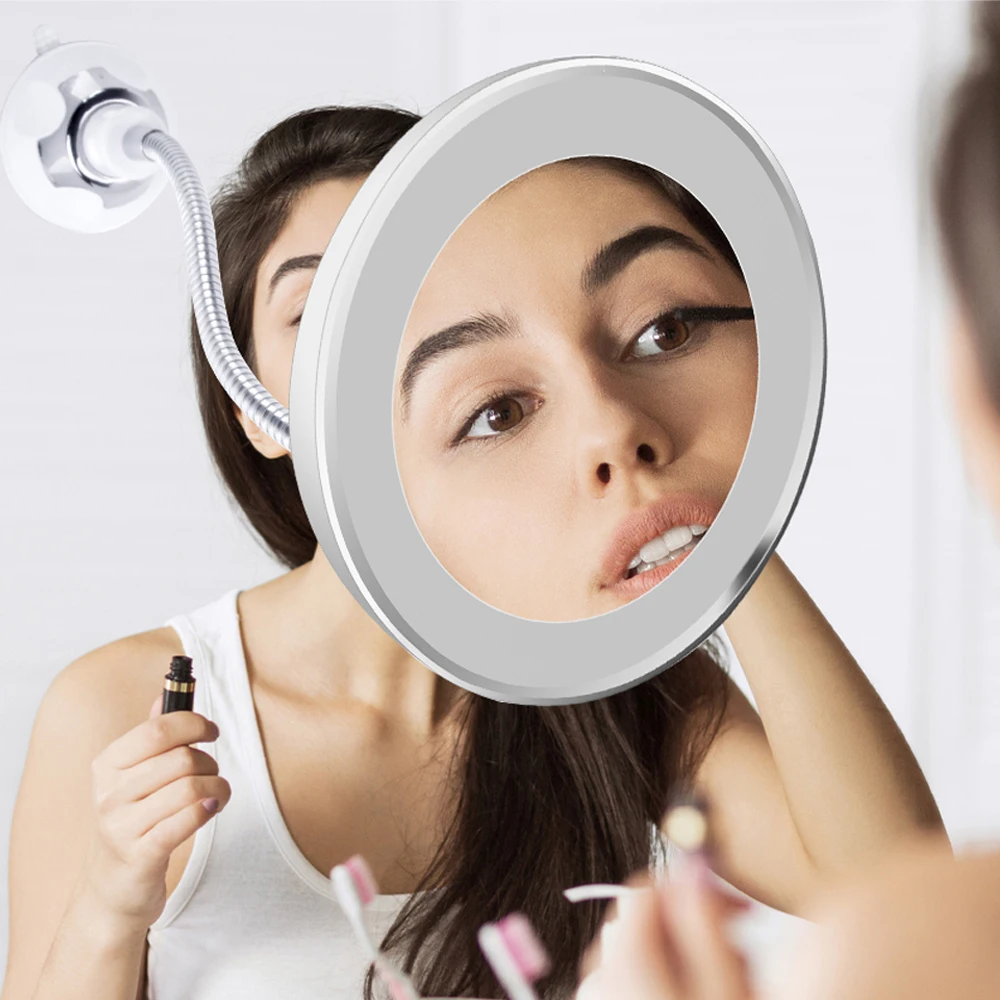LED Makeup Lamp Mirror Magnifier Wall Lamp Vanity Mirror 360 Degree Rotation 10X Magnifying Glass Mirror