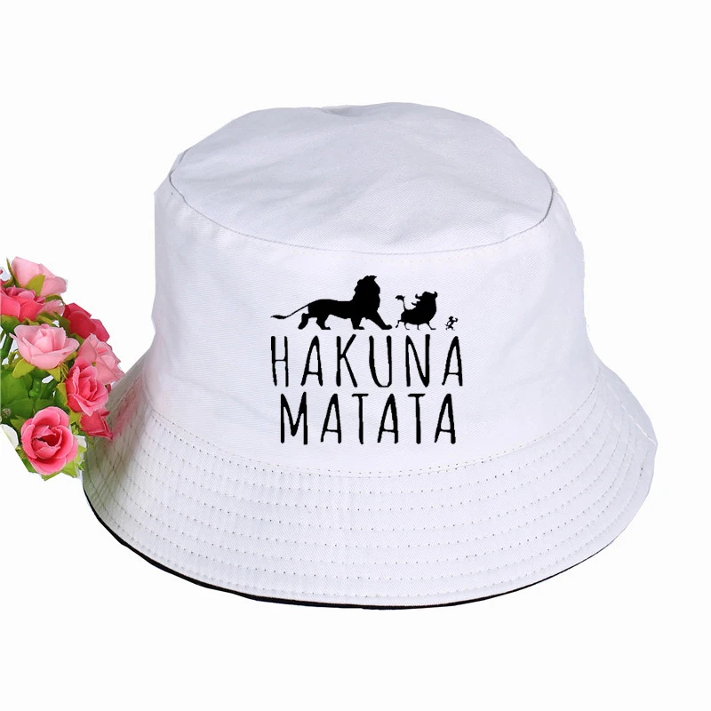 Шапки-ведерки с принтом Hakuna Matata, летняя популярная шляпа в стиле Харадзюку для женщин и мужчин, шапка в рыбацком стиле, уличная Кепка от солнца, шапка для рыбалки