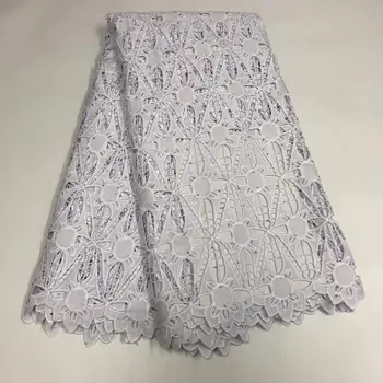 

white Nigerian Lace Fabrics 2020 High Quality Lace African Lace Fabric Cotton Lace Guipure Cord Lace Fabric For Party Sewing