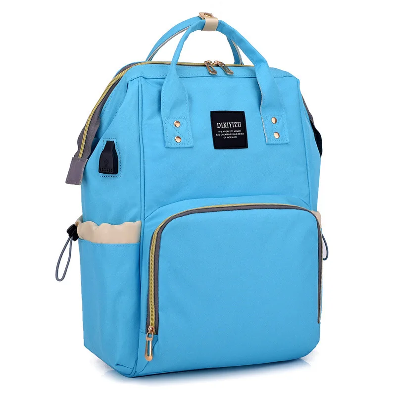 sky blue Mochila land mommy Сумка для беременных USB рюкзак Детская сумка для подгузников большой дорожный рюкзак детский Органайзер коляска сумка для кормления - Цвет: sky blue