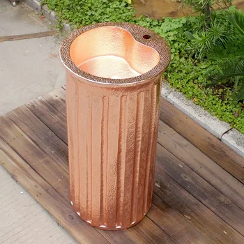 

All Copper Made 88cm High Hand Wash Station, Wash Fountain with 45cm Circle Sink Basin / Option of Silver Visual / 23kg