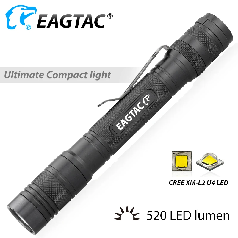 EAGTAC D25A2 XM-L2 520 люмен XPL HI Nichia 219 2xAA 2AA батарея светодиодный фонарик EDC Мини фонарь 4 режима