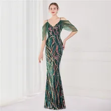 

Elegant Draped Mesh Cocktail Party Dresses Long Women V Neck Slim Spaghetti Strap Evening Gowns 2022 Prom Dress Femme Vestidos