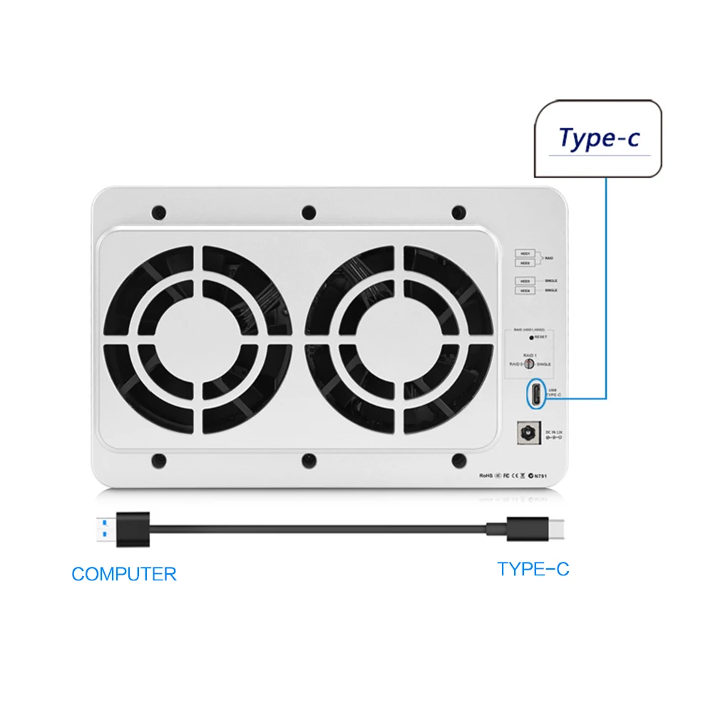 TERRAMASTER D4-310 Тип C 4-Bay RAID корпус Поддержка RAID 0/1/одиночный эксклюзивный 2+ 3 RAID режим жесткий диск RAID бездисковая система